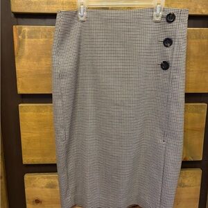 Ann Taylor Black, Brown and White Checkered Pencil Skirt
